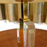 Modernist brass-plated and acrylic glass table lamp, France 1970s
