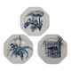 Set of three ironstone plates decorated with birds.