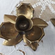Set of 2 vintage brass flower candle holders NIJHOF Holland