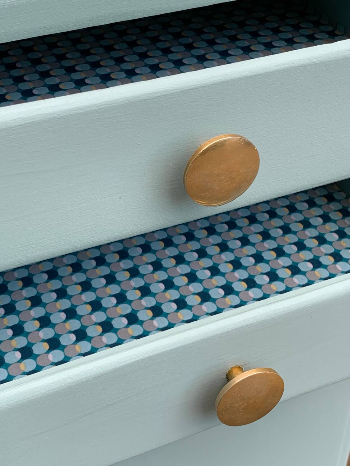 Vintage gray green bathroom chest of drawers