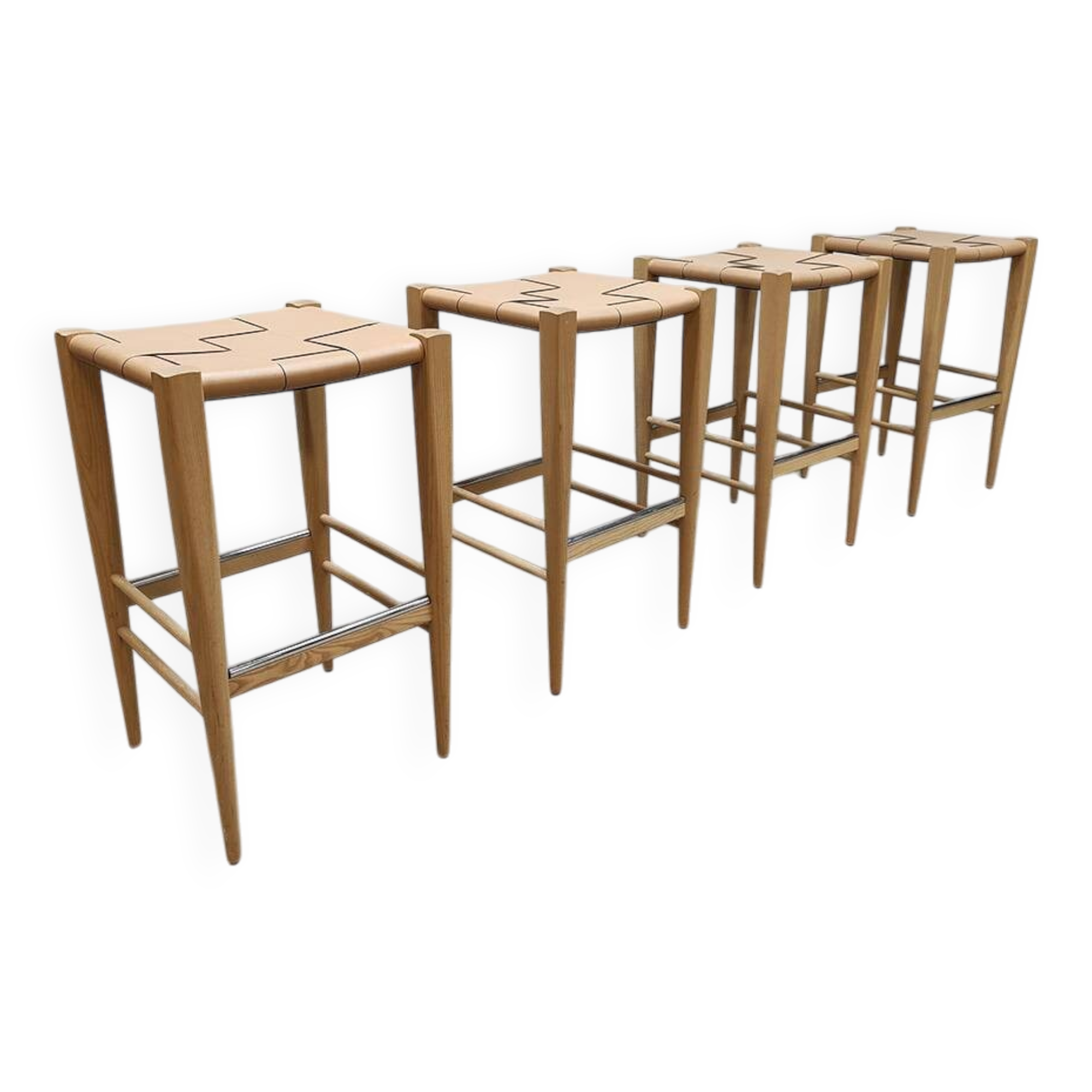 Set of 4 Italian design Vincent barstools Billiani