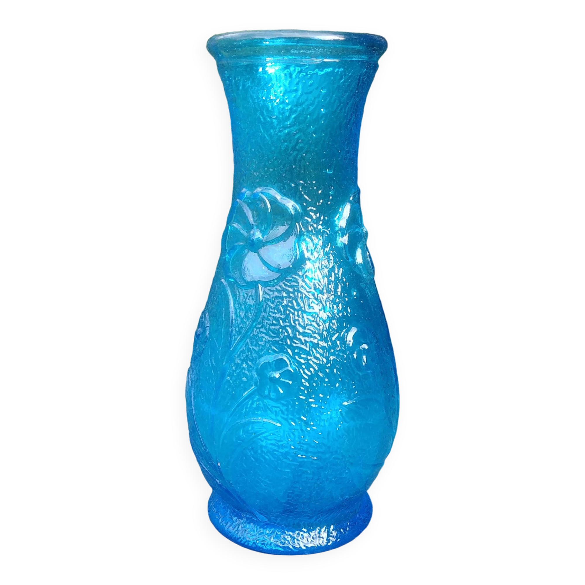 Blue glass vase from vintage Empoli glassware 70s/80s