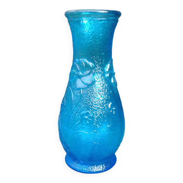 Blue glass vase from vintage Empoli glassware 70s/80s