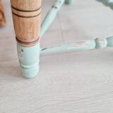 Tabouret tripode bois et assise rayée