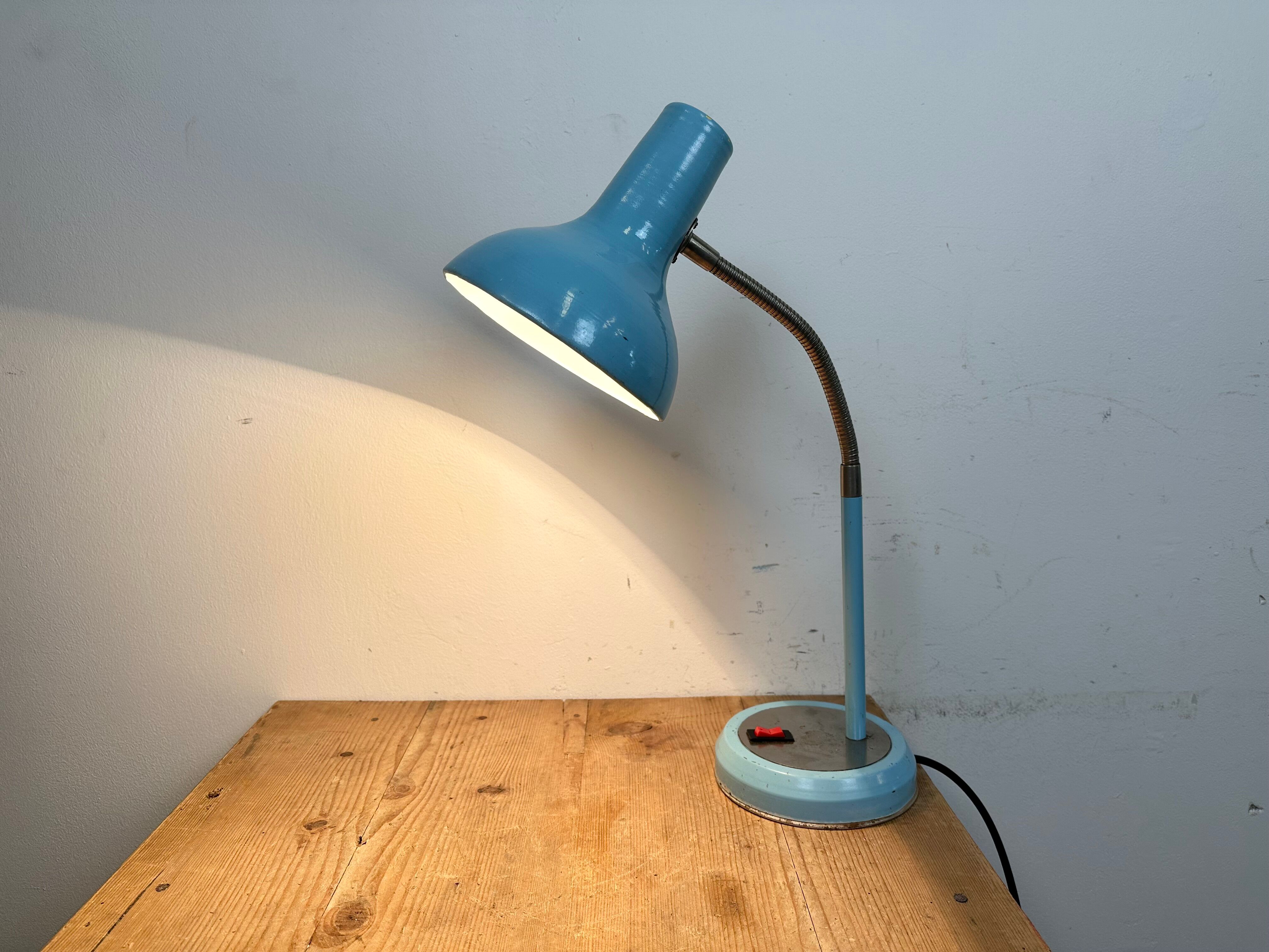 Blue Industrial Gooseneck Table Lamp, 1960s