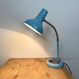 Lampe de table industrielle en col de cygne bleu, années 1960