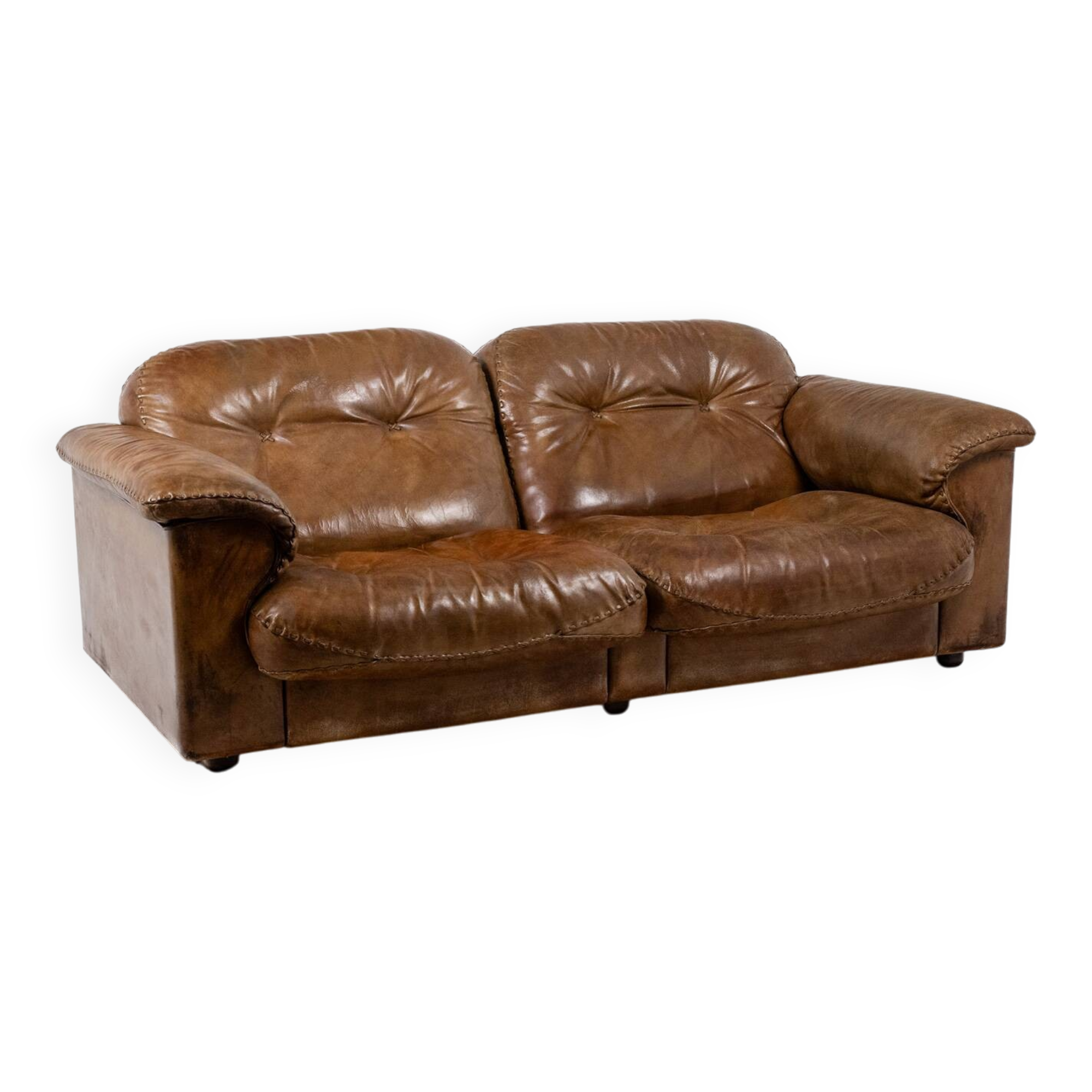 Maison De Sede. Two-seater sofa in buffalo leather. 1970s.