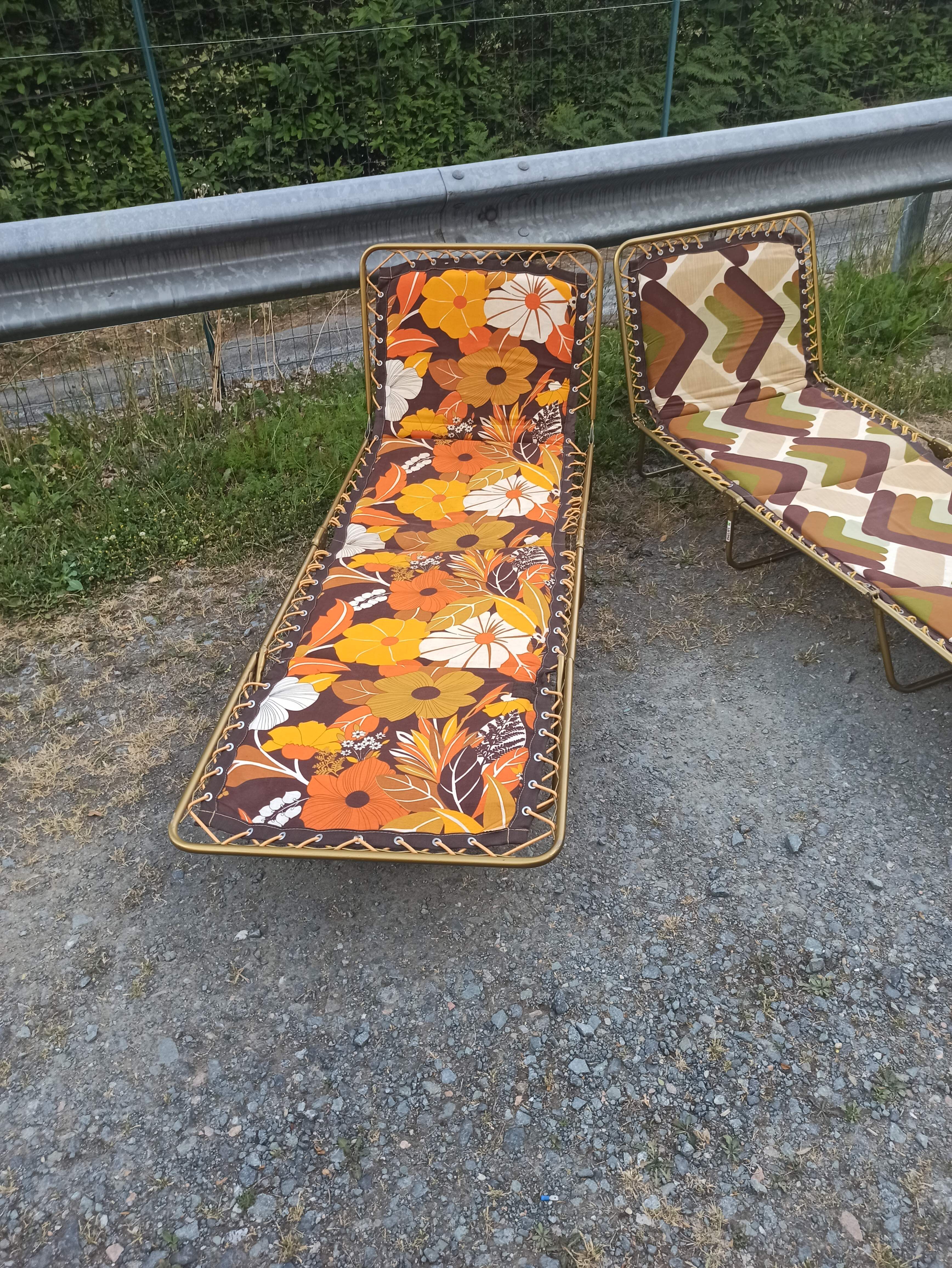 Set 2 sunbathes Lafuma vintage folding sun loungers