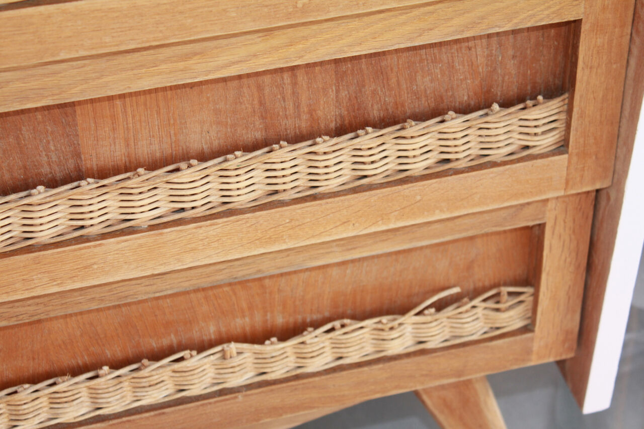 Vintage dresser rattan feet compass