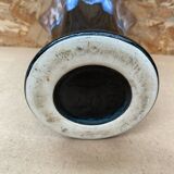 Antique Vallauris Style Ceramic Vase Black Blue Beige Vintage