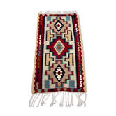 Vintage kilim 166x94 cm laine kelim tapis rouge marron bleu beige medium