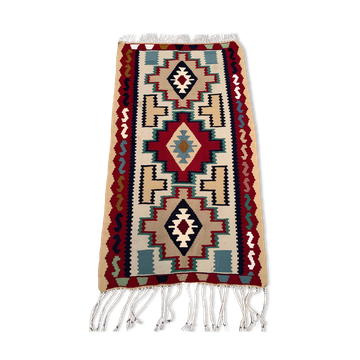 Vintage kilim 166x94 cm wool kelim rug red brown blue beige medium
