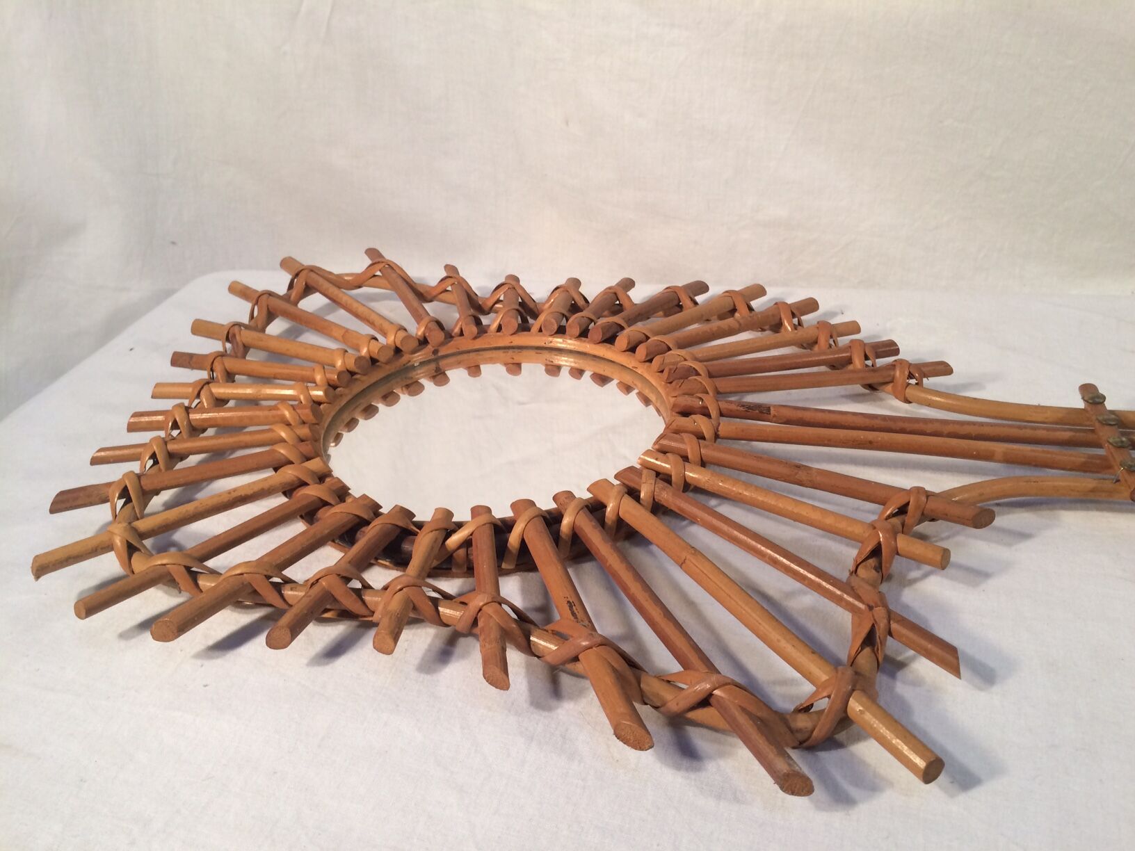 Mirror vintage rattan guitar - 70s - 76x37cm