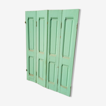 Lot shutters / doors / 4 elements solid wood patinated 1940 - 129cm
