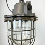 Grey Industrial Cast Iron Cage Pendant Light, 1960s
