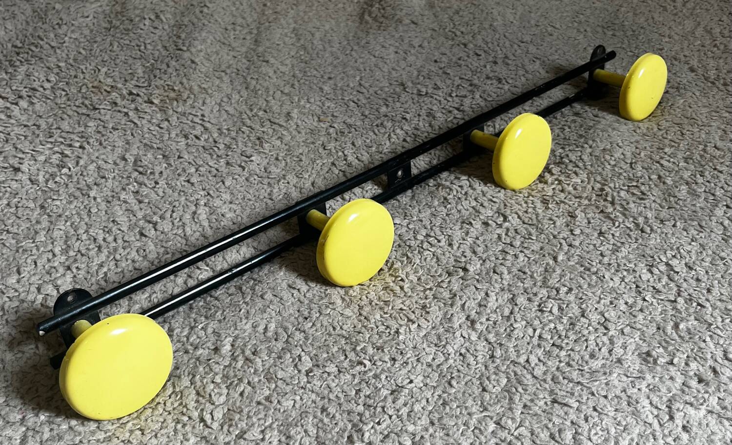 Wall coat rack with 4 metal hooks from the 70s/80s