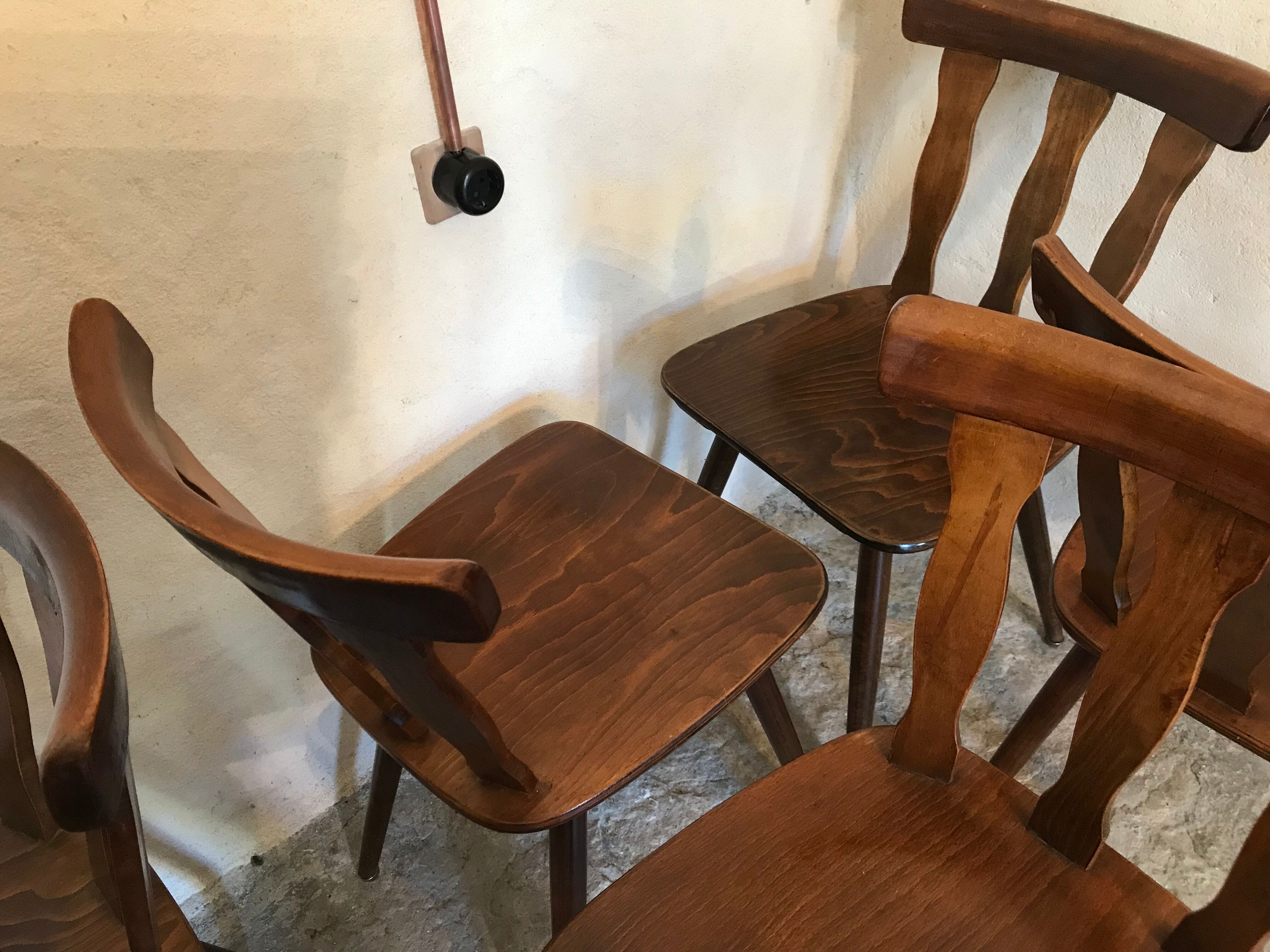 Set of 8 vintage brasserie chairs