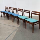 Mid-century walnut dining chairs, 1960s, set of 6.