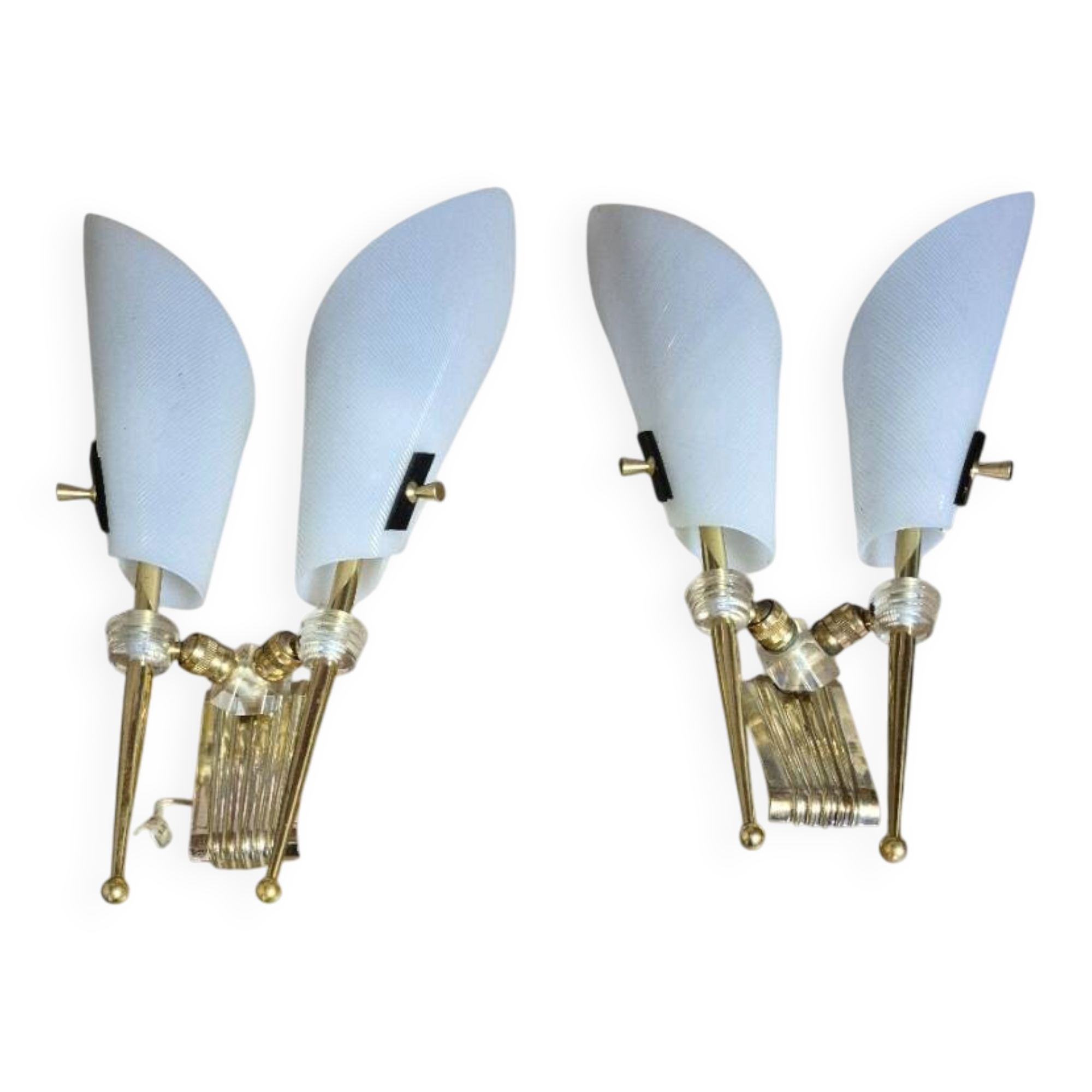 Vintage 1950s butterfly wall light pairs by Arlus.