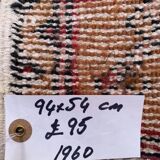 Small vintage turkish rug 94x54 cm, short runner, tribal, shabby chic