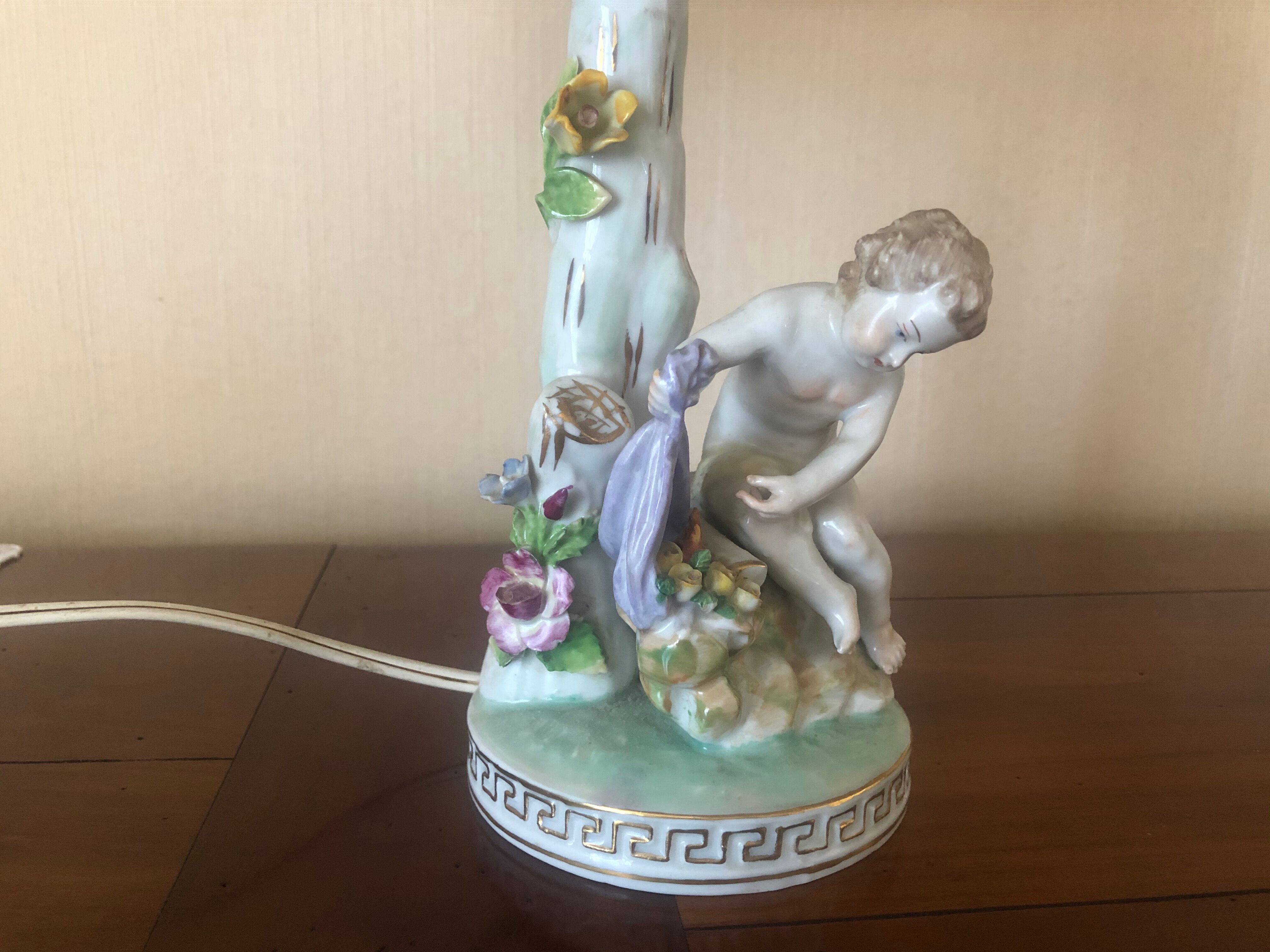 Pair of Dresden porcelain bedside lamp