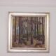 Original mid-century Swedish oil on panel – “Tree Trunks” by Harry Wichmann – dated 1953 – vintage & framed – 69 × 71 cm