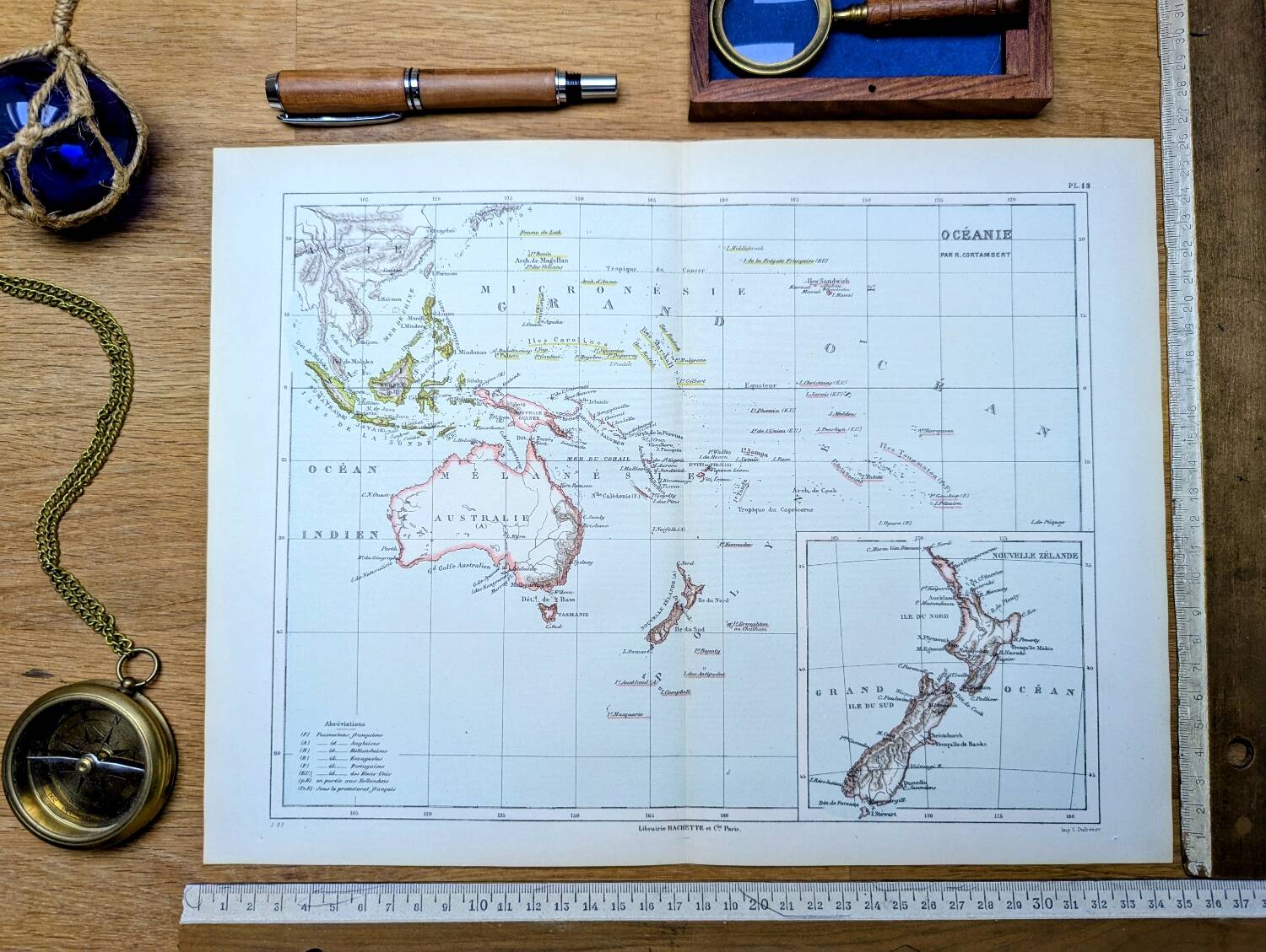 Oceania, Vintage Map, 1887, Authentic.