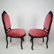 Napoleon III chairs in blackened wood and pink velvet, France, circa 1870.