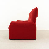 Maralunga 3-seater Sofa red by Vico Magistretti for Cassina, Italy