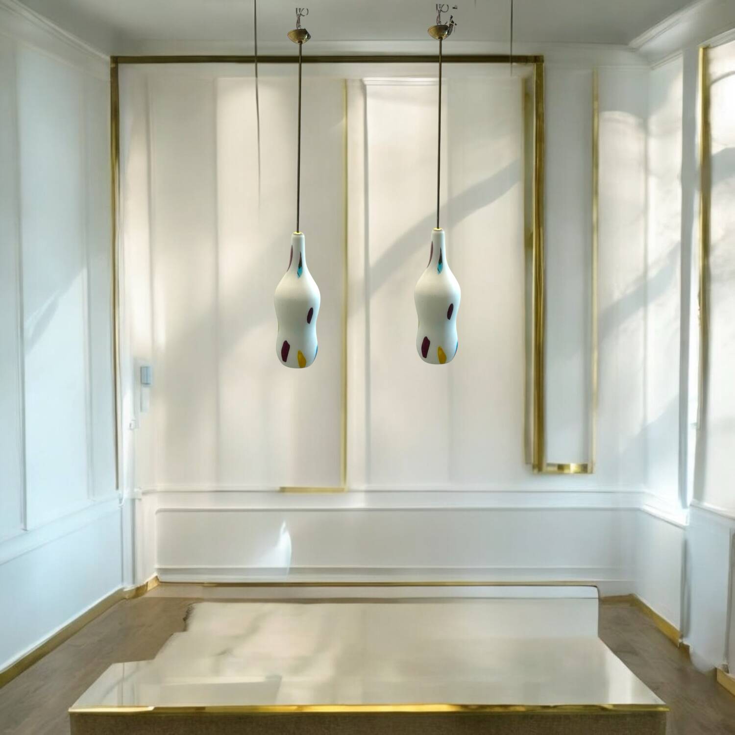 Murano Glass Light Pendants by De Mayo Set of 2