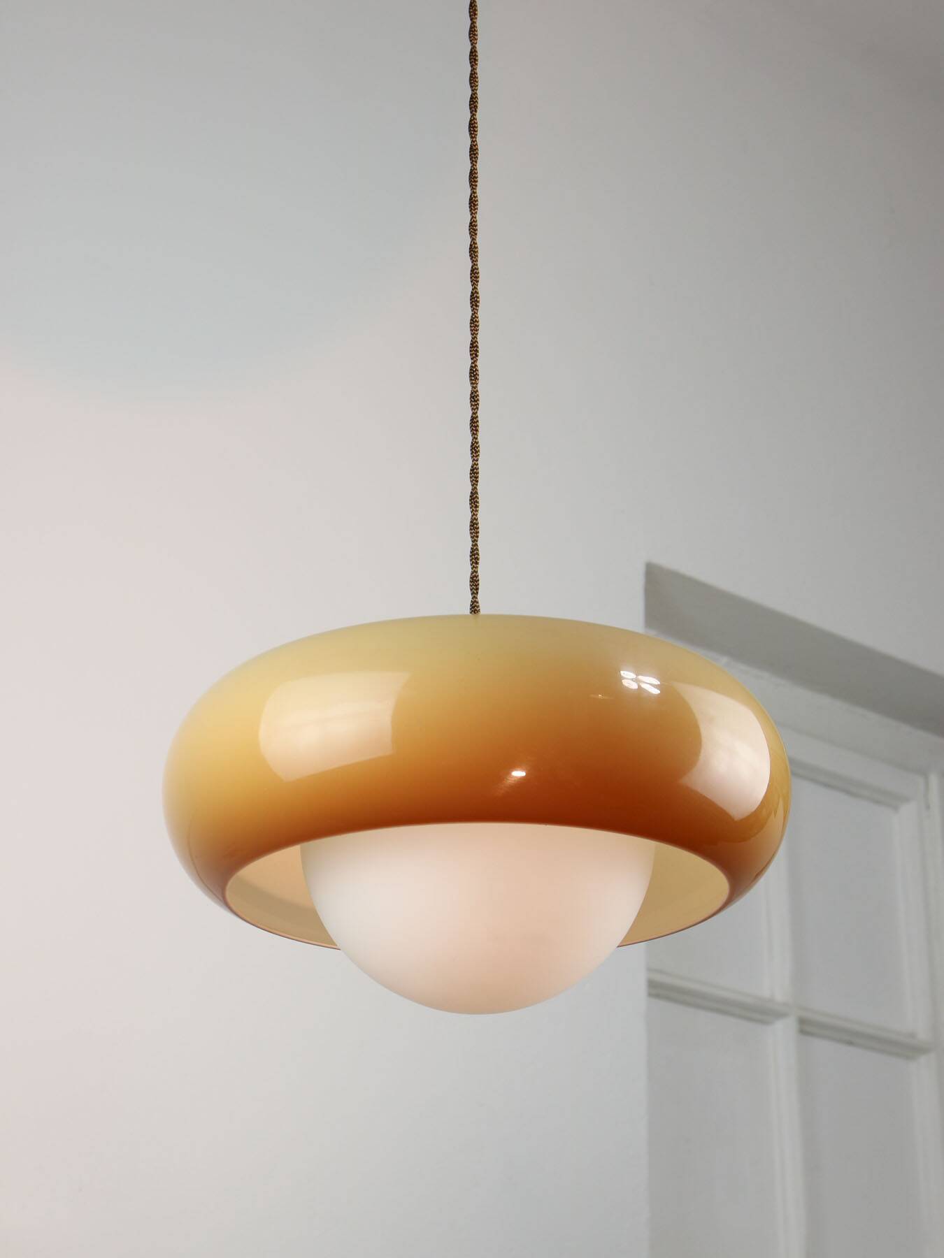 Space Age Brown Pendant Lamp from Guzzini, 1960s