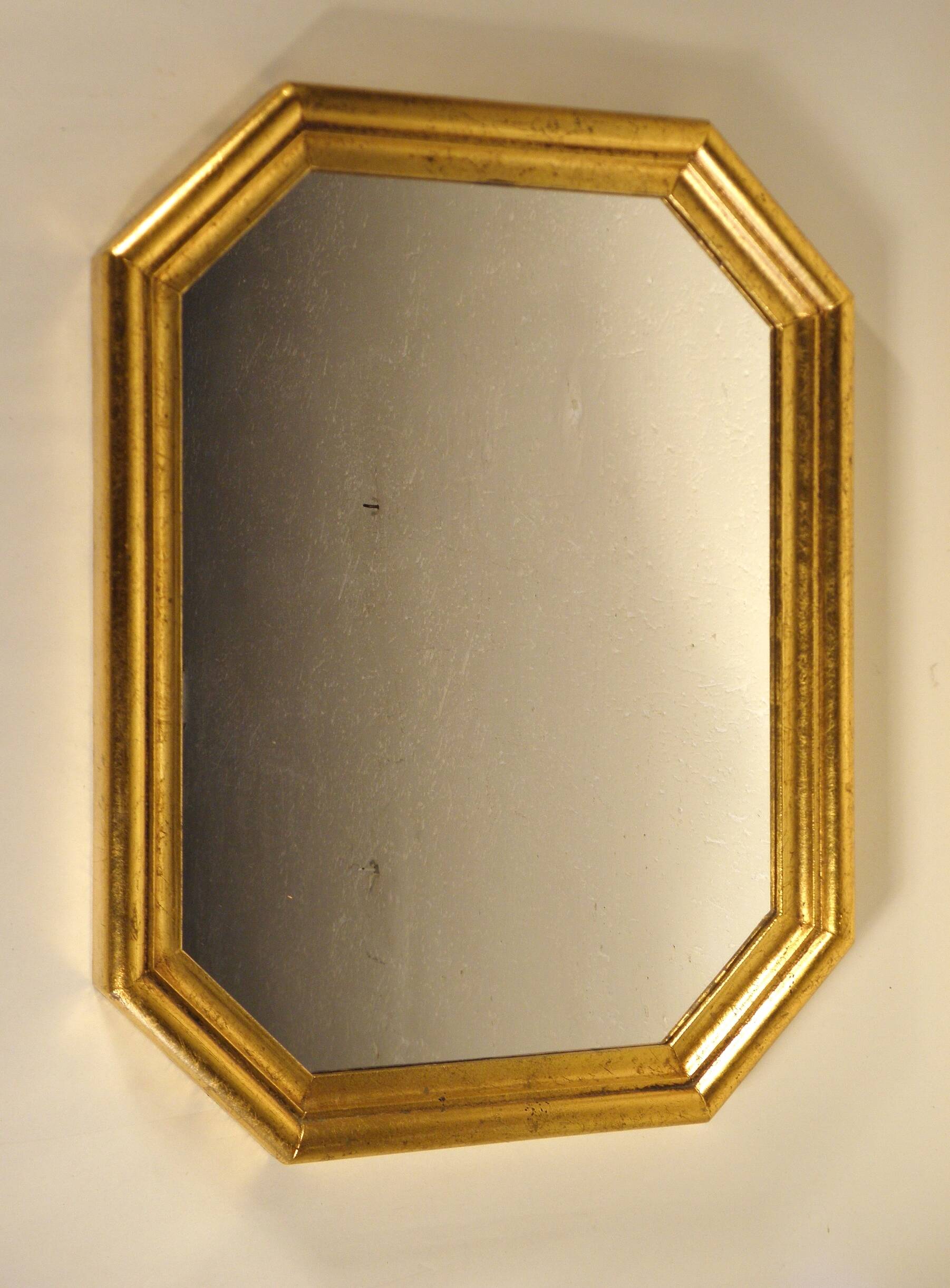 Miroir octogonal en bois doré 45 x 34
