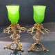 Paire de porte cigares en opaline verte (uranium/ouraline) Napoléon III