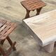 Pair of vintage folding wooden stools from Tyrol mountain
