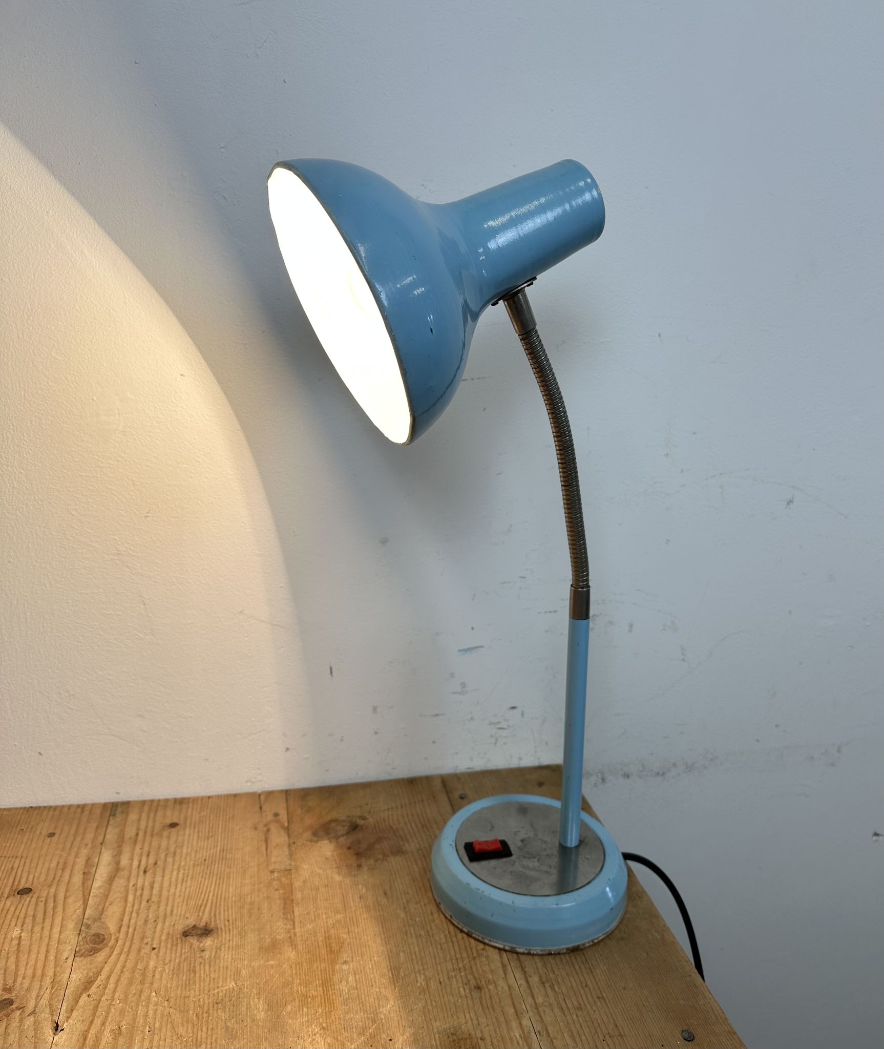 Blue Industrial Gooseneck Table Lamp, 1960s