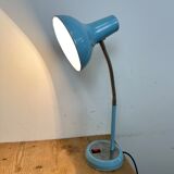 Lampe de table industrielle en col de cygne bleu, années 1960