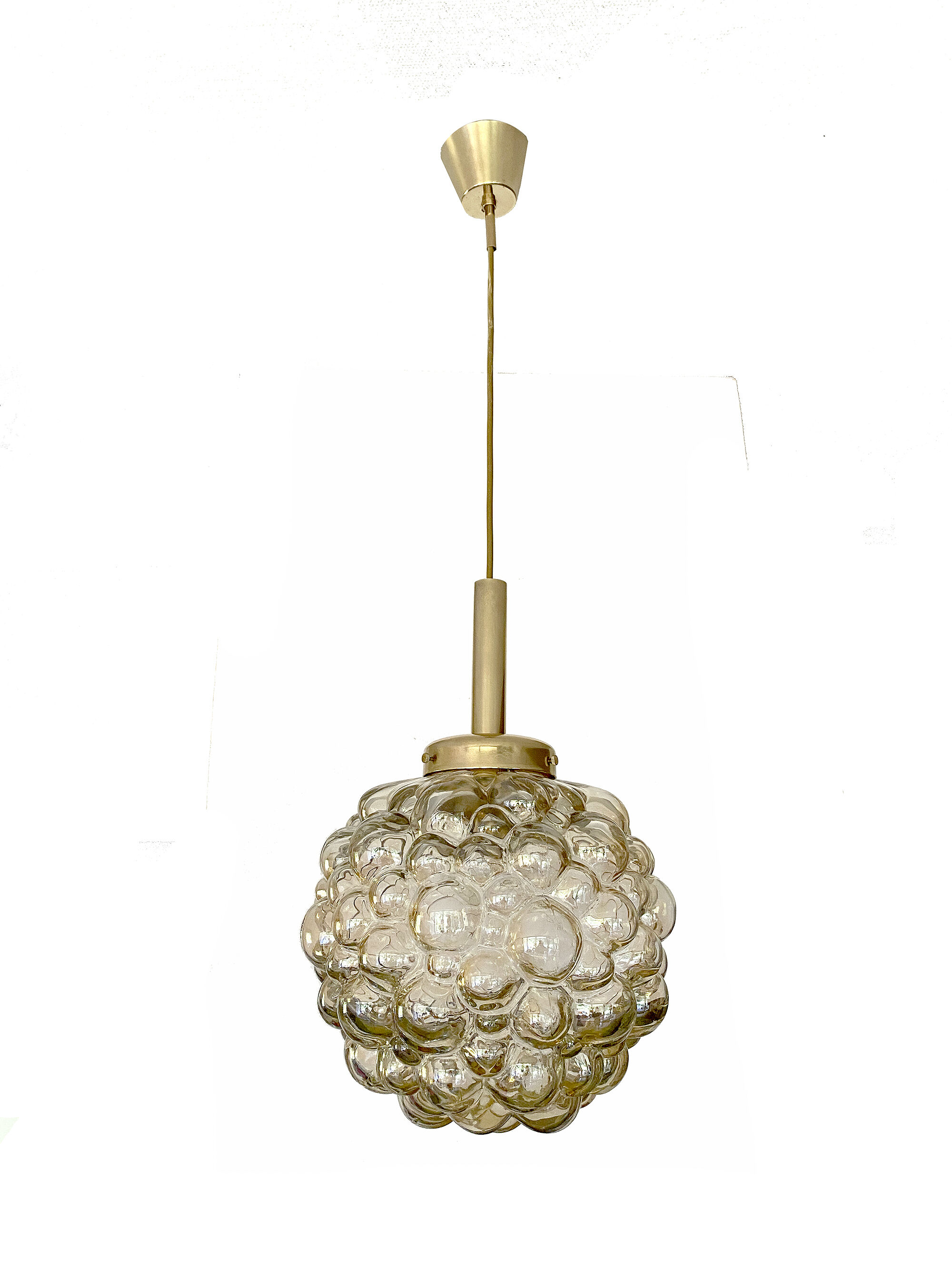 Vintage Limburg pendant lamp, Bubble Glass & Brass, 60s