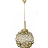 Vintage Limburg pendant lamp, Bubble Glass & Brass, 60s