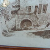 Engraved print on copper printed in intaglio on hand press Landscape signed Garot