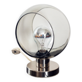 Lampe space age en chrome et verre fumé, 1970