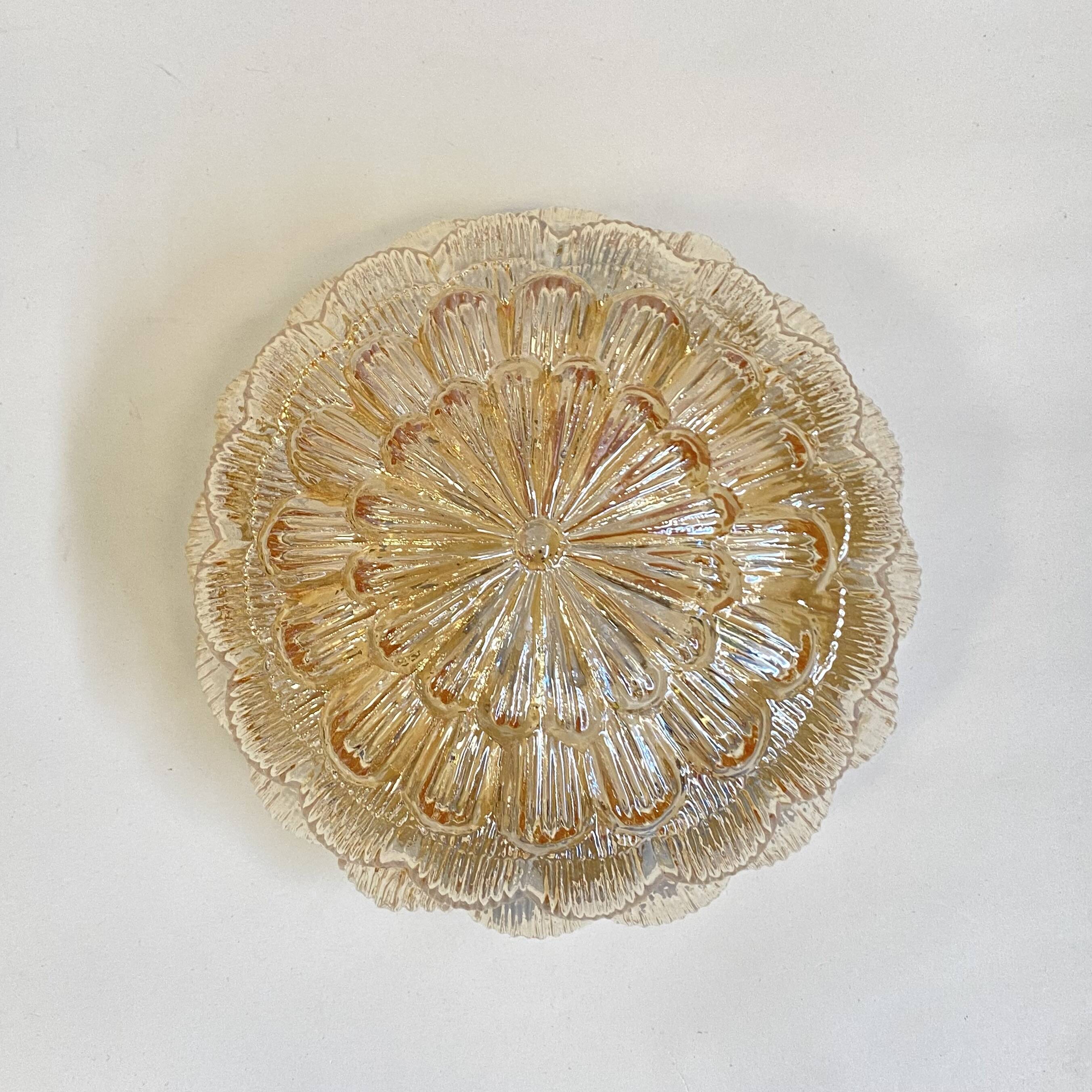 Wall light ceiling light gold glass amber 1970 1980 artichoke