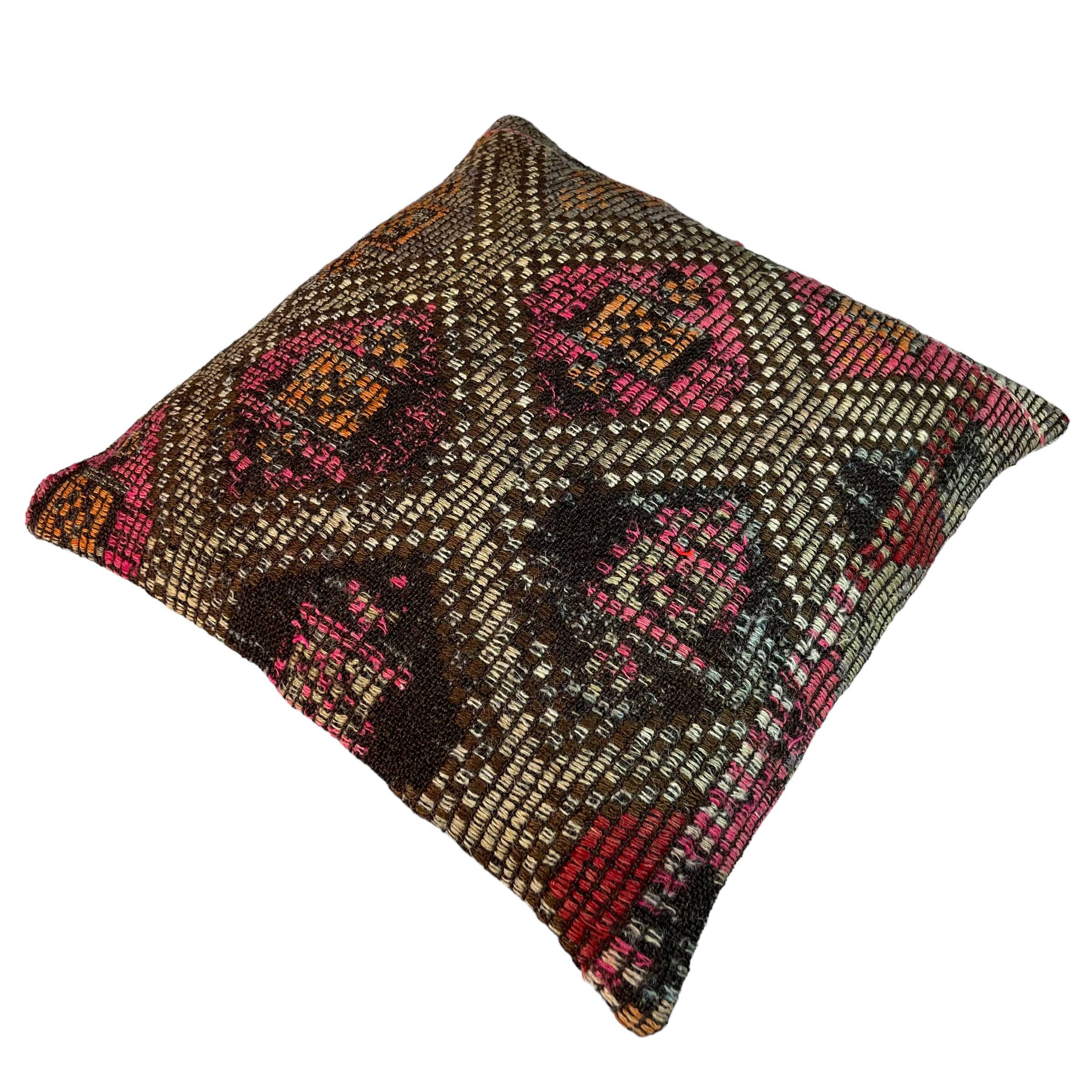 Vintage turkish kilim cushion cover , 55 x 55 cm