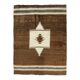 Vintage Turkish Hand-Knotted Wool Cotton Brown Kilim Area Rug 148x198