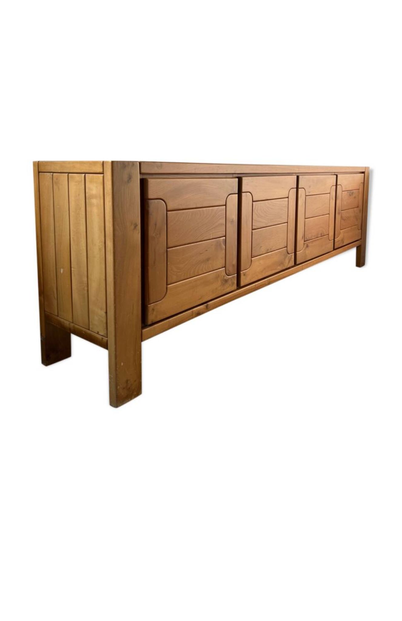 Large sideboard Regain in solid elm wood XXL 4 doors 70s