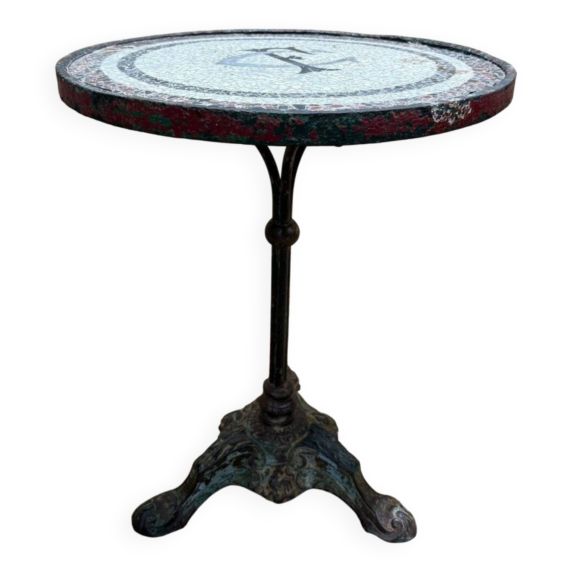 Table - Bistro side table with cast iron base and mosaic
