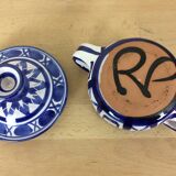 Bonbonnière sucrier Robert Picault, blue ceramic