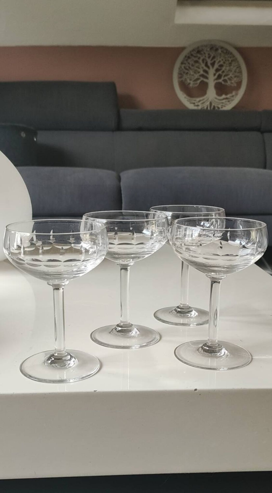 Lot of 4 x Champagne Coupes / Doyen Glassware. Art Deco 1930s.