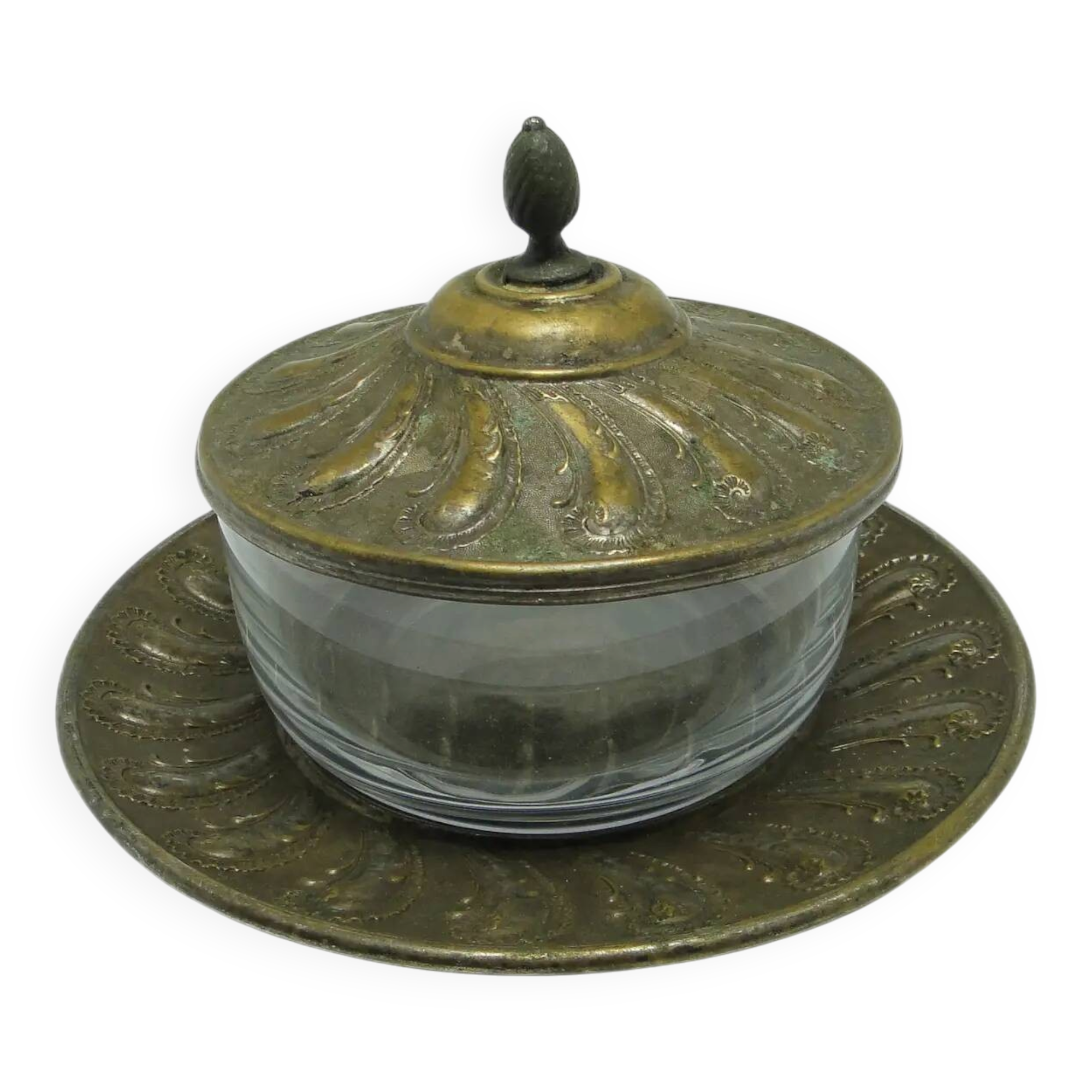 Rococo butter dish, glass, Germany, 19th century