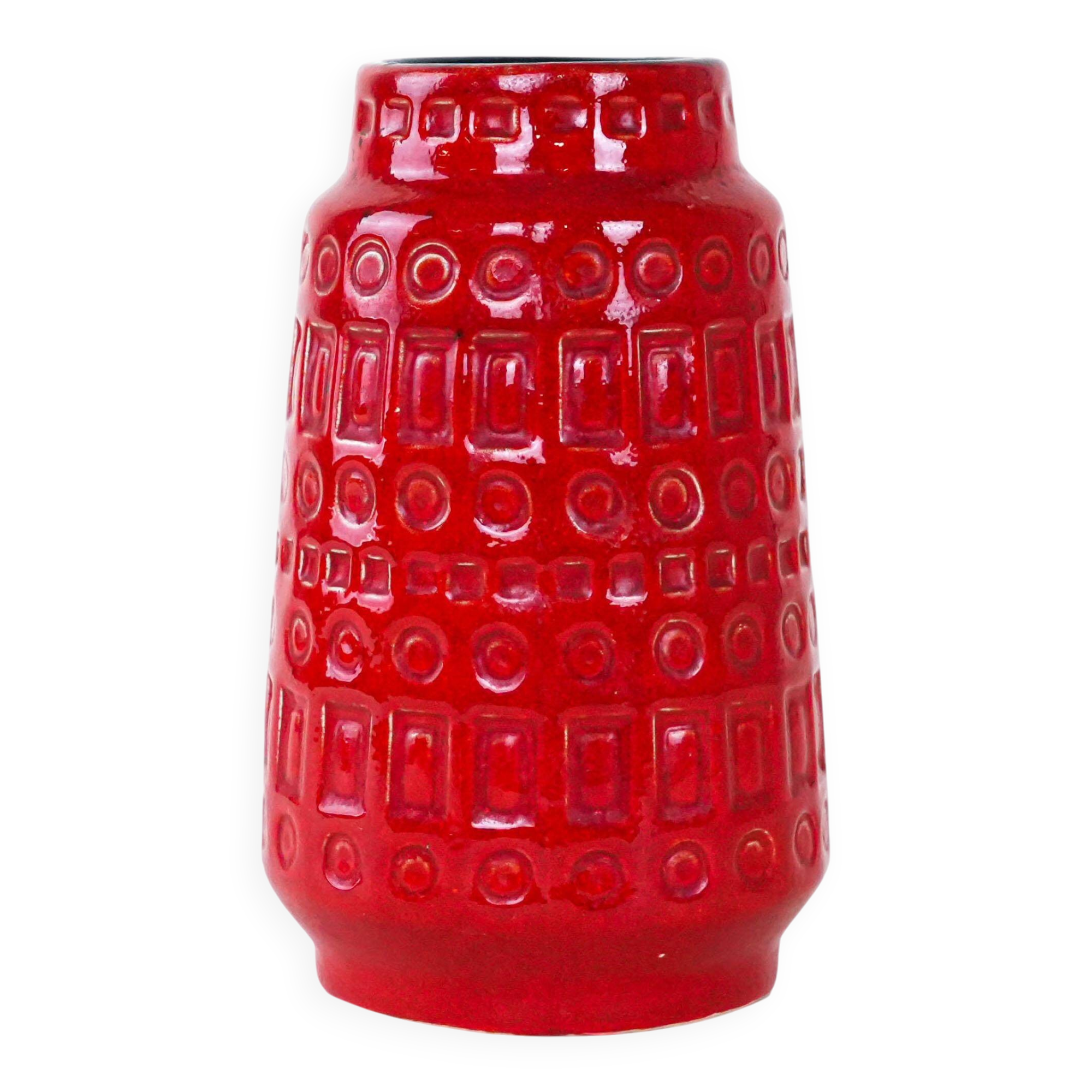 Red ceramic vase, German design, 1960s, made in West Germany