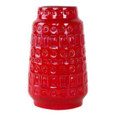 Red ceramic vase, German design, 1960s, made in West Germany